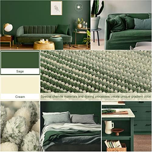 BSICPRO Bathroom Rugs, Bath Mat Rug for Bathroom Non Slip 17 x 24 Inches Water Absorbent Chenille Bathroom Floor Mats Machine Washable (Sage and Cream) - Image 5