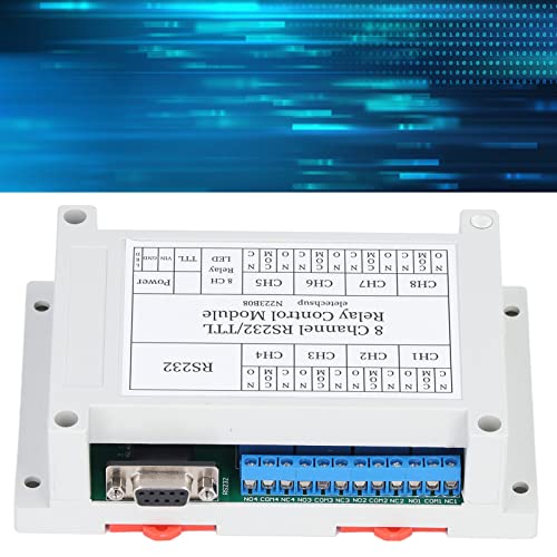 DC 12V Relay Module, RS232 Interface Serial Port Remote Control Switch Multifunctional with LED Indicator 8-Channel Relay Board for Remote Control System, Smart Home(with Shell) - Image 3