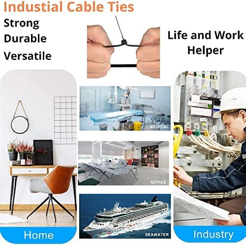 600 Pcs Black Zip Ties Heavy Duty 6 8 12 Inch Width 0.18 inch 54lbs Tensile Strength - Self-Locking Industrial Multi-Purpose UV Resistant Premium Nylon Cable Wire Ties - Image 6