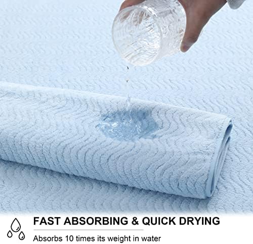 Ultra Soft 2 Piece Textured Hand Towel Set for Bathroom Shower Pool, Kitchen, Quick Dry, Highly Absorbent - Light Blue - Image 2