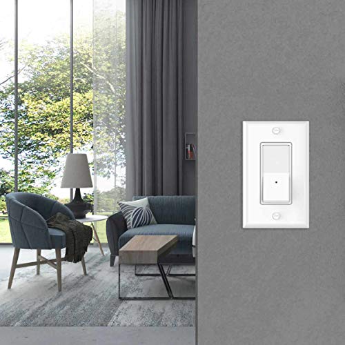 2 Pack Illuminated Light Switch, Decora Paddle Rocker Light Switch with LED Night Light, Automatic On/Off Sensor, Single Pole, 15Amp 120/277Volt, White - Image 5