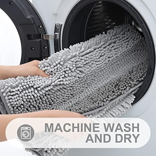 OLANLY Bathroom Rug, Extra Soft Chenille Thick Absorbent Shaggy Mat, Non-Slip Machine Wash Dry Plush Bath Mats for Bathroom, Tub and Shower (24 x 16 Inch, Grey) - Image 5