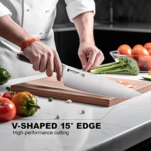 BRODARK Japanese Chef Knife,Professional Kitchen Knife in AUS-10 Steel, High-Class 8 Inch Chef's Knife with Ergonomic Handle, Ultra Sharp Cooking Knife for Home Cooks and Chefs, NSF Certified,Gift Box - Image 2