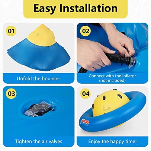 OLAKIDS 8FT Inflatable Dome Rocker Bouncer, Outdoor Kids Giant Roll and Play Seesaw Rocker with 6 Secure Handles, Max Weight 250 LBS, Toddlers Climbing Game Toy Backyard Play Center Equipment - Image 5