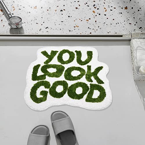 JAYLUN Bath Mat You Look Good Bath Mat Bathroom Rugs Green Bathroom Rug Funny Bathroom Mat Cute Bath Mat Cool Rugs for Bedroom Absorbent Bath Mat Non Slip Mat (Green, 25x21 inch) - Image 3