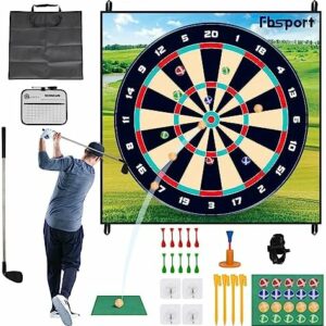 FBSPORT Golf Chipping Game with Sticky Balls and Darts, Chipping Golf Game Mat Indoor Outdoor Games, Golf Game Set for Children Over 3 Years Old and Adults (Includes Golf Clubs)