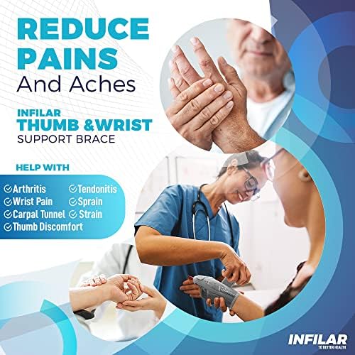 INFILAR Thumb Splint with Wrist Brace - Thumb Support Brace for Wrist Hand Thumb Stabilizer Fits Both Right Left Hand for Men and Women, Coral Rose - Image 2