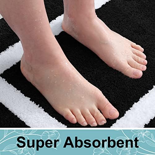 Kitinjoy Luxury Bathroom Rug Mat, Super Soft Water Absorbent Microfiber Bath Rug, Non Slip Plush Shaggy Bath Carpet, Machine Wash Dry, Bath Mats for Bathroom Floor, Tub and Shower, 17 x 47, Black - Image 3
