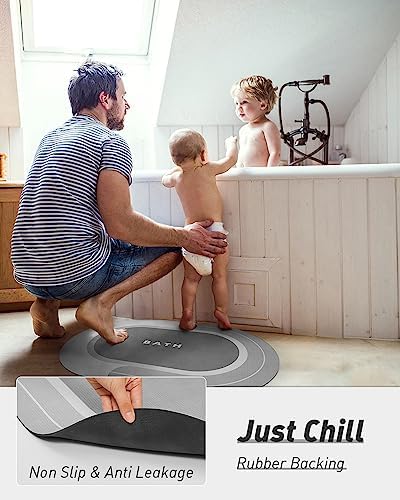 MontVoo-Bathroom Rug Mat-Bath Mat Rug for Bathroom Non Slip Absorbent No Stains Quick Dry Bathroom Floor Mat Washable-Thin Bathroom Rugs Fit Under Door-Rubber Bathmat Shower Rug-24"x35" Gray - Image 5