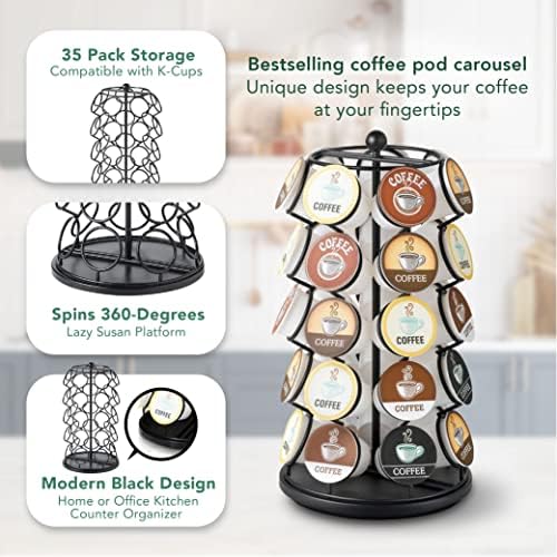 Nifty K Cup Holder – Compatible with K-Cups, Coffee Pod Carousel | 35 K Cup Holder, Spins 360-Degrees, Lazy Susan Platform, Modern Black Design, Home or Office Kitchen Counter Organizer - Image 6