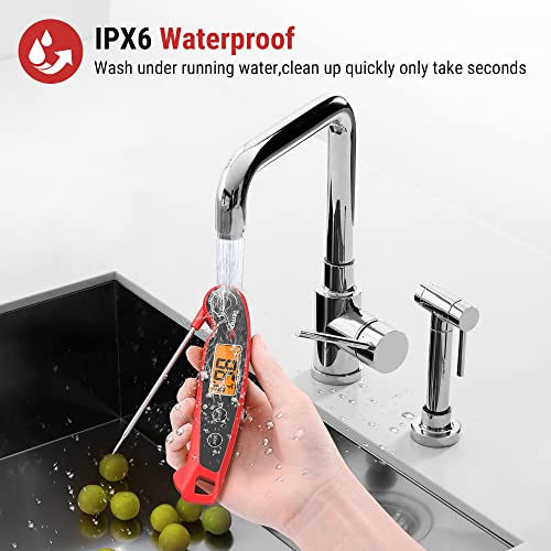 TempPro F05 Digital Meat Thermometer for Cooking with Motion Sensing, Waterproof Food Thermometer for Kitchen BBQ Oil Grill Smoker Candy Thermometer Black/red - Image 4