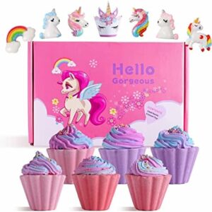 Bath Bombs, Bath Bombs for Kids, Bath Bombs Gift Set with Toys Inside, Handmade Bath Bombs for Girls with Surprise Inside, 6 x 4.7oz, Birthday Children's Day Halloween Christmas Gifts