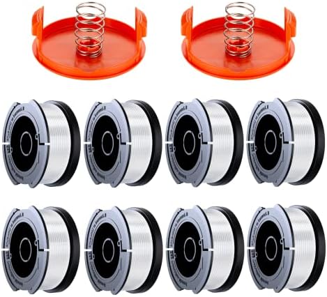 Eventronic 10 Pack String Trimmer Replacement Spool Compatible with Black+Decker Weed Eater, 240ft 0.065" AF-100 Autofeed Line for Black+Decker String Trimmers(8 Spools + 2 Caps+2 Springs)