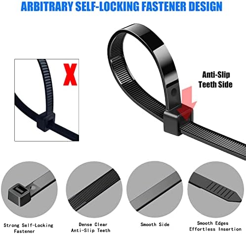 Cable Zip Ties 100 Pack Black Nylon Heavy Duty 12 Inch Plastic Wire Ties With 120lbs Tensile Strength, Self-Locking UV Resistant ZipTies for Indoor Outdoor DIY Workshop Use, by Aumauve - Image 4