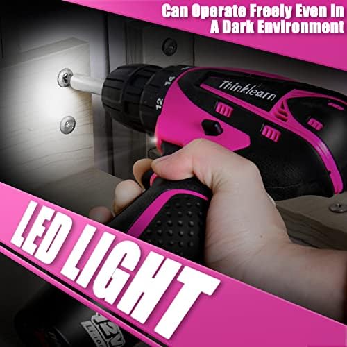 Pink Drill Set for Women, 137 Piece Hand and Power Tool Set with 12V Cordless Drill, Home Tool Kit for DIY, Necessities for Daily Decoration and Maintenance, As a Creative Gift for Ladies - Image 5