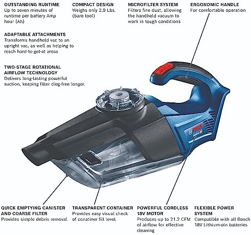 BOSCH GXL18V-901B25 18V 9-Tool Combo Kit 2-In-1 Bit/Socket Impact Driver, Hammer Drill/Driver, Recip Saw, Circ Saw, Oscillating Tool, Angle Grinder, Vacuum, Worklight, (2) CORE18V 4 Ah Batteries - Image 23
