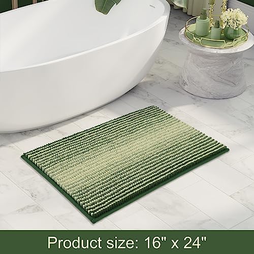BSICPRO Bathroom Rugs, Bath Mat Rug for Bathroom Non Slip 17 x 24 Inches Water Absorbent Chenille Bathroom Floor Mats Machine Washable (Sage and Cream) - Image 6