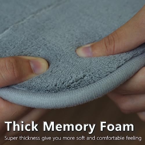 Light Grey Memory Foam Bathroom Rug Set 3 Piece Non Slip Extra Absorbent Shaggy Bathroom Mats and Rugs Sets, Soft & Dry Bath Mat Sets for Bathroom Washable Carpets Set - Image 4