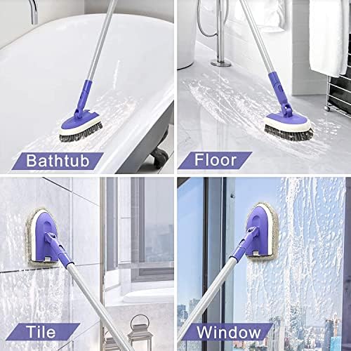 Shower Scrubber Cleaning Brush with 46.8 Inches Long Handle, ZUBULUN 2 in 1 Tub and Tile Scrubber with 2 Non-Scratch Scrub Brush Replacement for Bathroom, Wall, Kitchen, Bathtub, Floor - Image 5