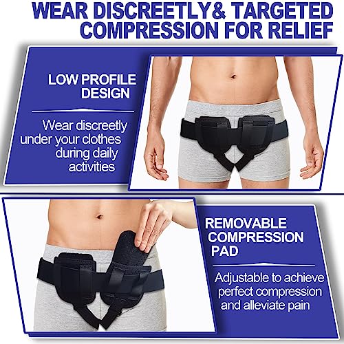 Hernia Belts for Men Inguinal - Single/Double Inguinal Hernia Support for Men/Women to Keep Inguinal/Groin Hernia from Protruding, 35"-50" Hernia Truss for Pain Relief Recovery, Adjustable & Removable - Image 5