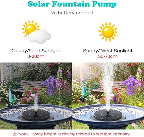 Mademax Solar Bird Bath Fountain Pump, Solar Fountain with 6 Nozzle, Free Standing Floating Solar Powered Water Fountain Pump for Bird Bath, Garden, Pond, Pool, Outdoor - Image 3