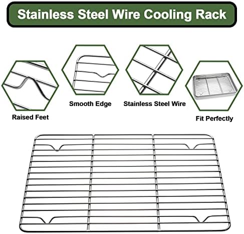Baking Sheet Tray Cooling Rack with Silicone Mat Set, Stainless Steel Cookie Pan For Oven, Set of 9 (3 Sheets + 3 Racks Mats), Warp Resistant & Heavy Duty Easy Clean - Image 4
