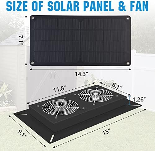 DC HOUSE 20W Solar Powered Dual Metal Shell Exhaust Fan Kit for Chicken Coops, Greenhouses, Sheds, Pet Houses, and Windows - Waterproof and Plug & Play - Image 2