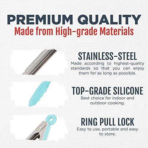 Silicone Kitchen Tongs for Cooking with Silicone Tips, Heat Resistant Tongs for Serving Food, 7-Inch, 9-Inch, 12-Inch Locking Silicone Tongs, Set of 3 Salad Tongs, Aqua Sky Kitchen Utensils - Image 4