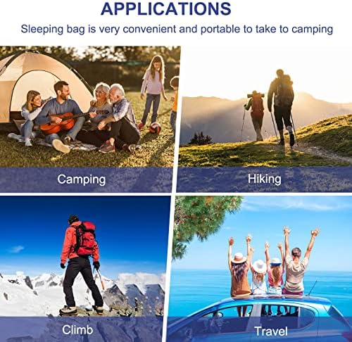 Camping Sleeping Bags for Adults Kids - All Season Warm & Cold Weather Backpacking Hiking XL Size Roomy Camping Gear Equipment for Couples Outdoor Car Family Travelling - Lightweight & Waterproof - Image 7