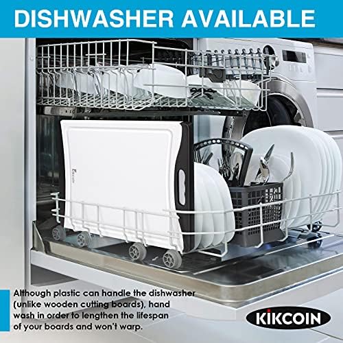 Cutting Boards for Kitchen, Extra Large Plastic Cutting Board Dishwasher Chopping Board Set of 3 with Juice Grooves, Easy Grip Handle, Black, Kikcoin - Image 6