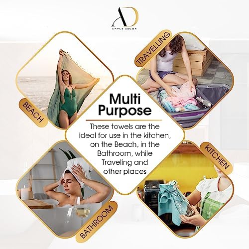 Ample Decor Hand Towels for Bathroom Set of 2 100% Cotton 16 x 28 inch- Quick Drying, Towel for Hand, Face, Hair, Yoga, Tea, Dishcloth, Kitchen, and Bath, Oeko-Tex Certified -Mint Blue - Image 5