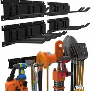 Mutilife Tool Storage Rack, 64INCH 4 packs Rails &10 packs Adjustable Hooks garden tool organizer for Garage Tool Organizer Wall Mount, Aluminum Steel For Garden (64 inches 4 Rail) Gifts for men