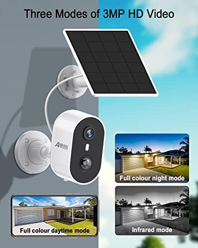 ANRAN 3MP Solar Security Cameras Wireless Outdoor for Home Security, 2K Color Night Vision WiFi Surveillance Home Camera with Solar Panel, Spotlight, PIR Detection, 2-Way Talk, Work with Alexa - Image 7