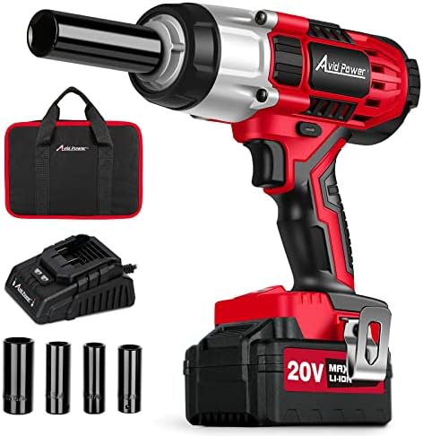 AVID POWER Cordless Impact Wrench, 1/2 Impact Gun w/Max Torque 330 ft lbs (450N.m), Power Impact Wrenches w/ 3.0A Li-ion Battery, 4 Pcs Impact Sockets and 1 Hour Fast Charger, 20V Impact Driver Kit