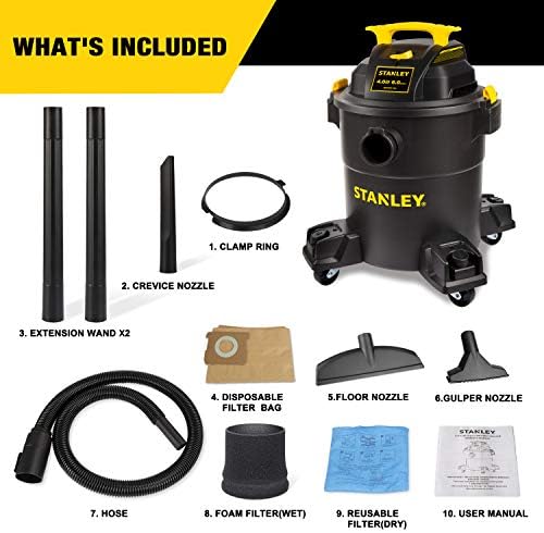 Stanley - SL18116P Wet/Dry Vacuum, 6 Gallon, 4 Horsepower Black - Image 3