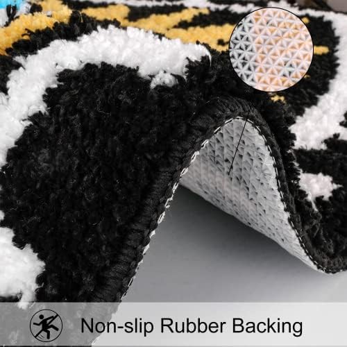 LIVEBOX Evil Eye Bathroom Rug, 20''x32'' Soft Absorbent Bath Mat Washable Microfiber Bath Rugs for Shower, Non-Slip Black Kitchen Rug Thick Shaggy Bathroom Mat for Tub - Image 4