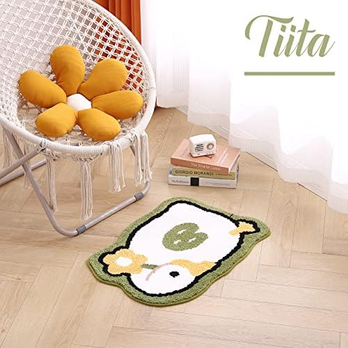 Decorative Bath Rugs Small 18x26 inch Bathroom Mats for Bath Tub Sink Water Absorbent Non Slip Microfiber Shower Rug with TPR Backing for Entrance Indoor Doormats Kitchen Carpet, Green Goose - Image 2