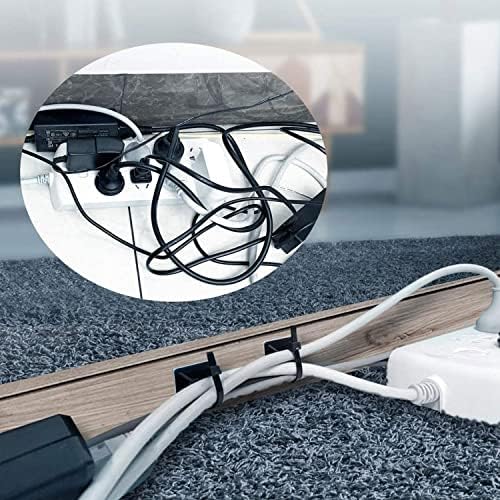 Strong Back-Glue Self Adhesive Cable Zip Tie Mounts Kit - 100 Set Cable Management Clips with 6" Zip Ties, Wire Holders and Screws - Outdoor Sticky Wire Organizer Clips-Black - Image 6