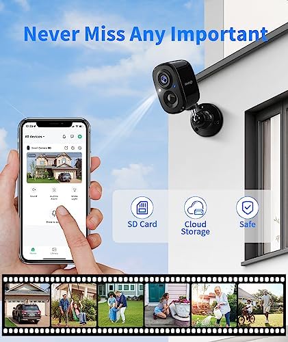Wireless Outdoor Security Camera Kit, 1080P Outdoor Camera w/ Color Night Vision, AI & PIR Motion Detection, Easy to Install, 2-Way Talk, Cloud/SD, Battery Powered Security Camera Set for Home, Black - Image 6