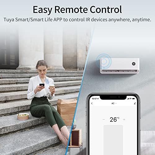 eMylo 3 In 1 Smart Home Assistant, WiFi IR Blaster&Thermometer Humidity Sensor, Smart Home Hub Compatible with Alexa, IR Remote Control Work with Tuya and Smart Life APP for DVD Air Conditioner STB - Image 3