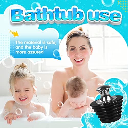 Bathtub Stopper, 2 Pack Universal Metal Bathtub Plug Silicone Bathtub Stopper Washbasin Stopper Bathtub Drain Stopper Plug Tub Stopper Sink Stopper for Kitchen Bathtub and Bathroom Sink Drains, Black - Image 6