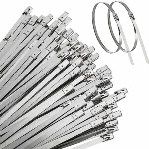 Metal Zip Ties - Heavy Duty Self-Locking Stainless Steel Cable Ties for Machinery, Vehicles, Farms, Pipes and More (11.8 inch, 100pcs)
