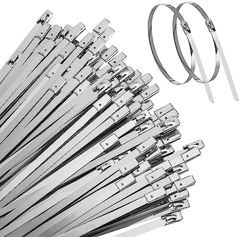 Metal Zip Ties - Heavy Duty Self-Locking Stainless Steel Cable Ties for Machinery, Vehicles, Farms, Pipes and More (11.8 inch, 100pcs)