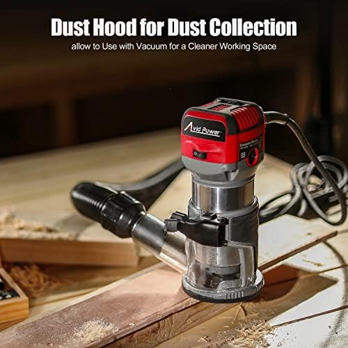 AVID POWER 6.5 Amp 1.25 HP Compact Router Tools for Woodworking, Fixed Base Wood Router with Trim Router Bits, 6 Variable Speeds, Edge Guide, Roller Guide and Dust Hood - Image 4