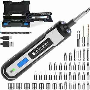 Bielmeier 4V Cordless Electric Screwdriver Kit, 6 Speed Adjustment, 44 Accessories Plus Flex Shaft, Battery Rechargeable, LED Light, Automatic Portable Wireless Power Screw Driver for Small Projects