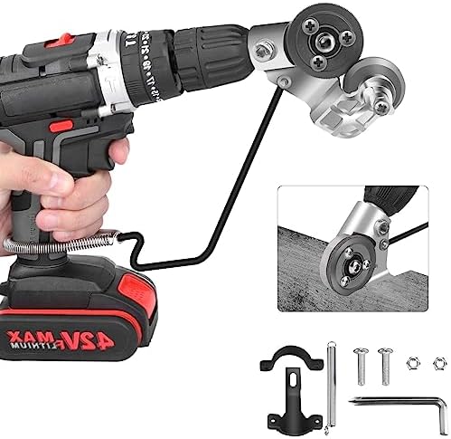 Cokacot Metal Nibbler Drill Attachment - Portable Electric Drill Plate Cutter Robust Metal Nibbler Drill Attachment with Adapters for Cutting Cardboard Iron Copper Aluminum Steel Sheet Hard Materials