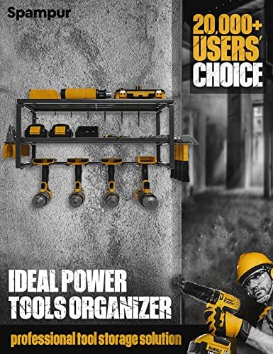 Power Tool Organizer with Charging Station, Drill Holder Wall Mount, Garage Storage Rack for Handheld, Metal Tool Shelf, Utility Rack for Cordless Drill & Power Tools, Gifts for Father's Day - Image 6