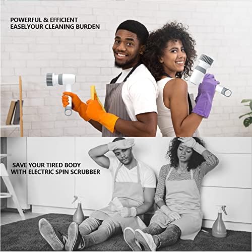 Salate Cordless Electric Spin Scrubber, Electric Cleaning Brush Scrubber Replaceable Cleaning Heads Handheld, Power Shower Scrubber Cleaning with LED Display for Tub Floor Tile Window Kitchen - Image 2