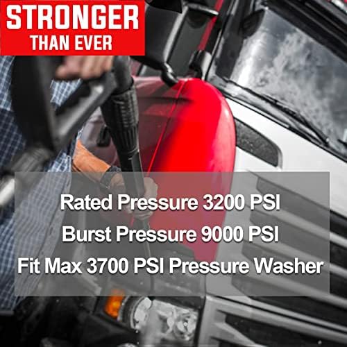 YAMATIC Super Flexible Pressure Washer Hose 50FT X 1/4", Kink Resistant Real 3200 PSI Heavy Duty Power Washer Extension Replacement Hose With M22-14mm x 3/8" Quick Connect Kit For Gas & Electric, Grey - Image 7