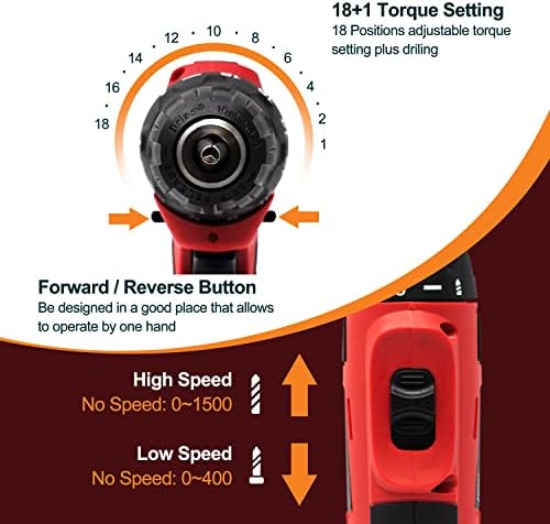 Toolman Led Lithium-ion Cordless Power Drill driver Kit 20V with Drill Set 30 pcs for Heavy Duty ZTP009 - Image 3